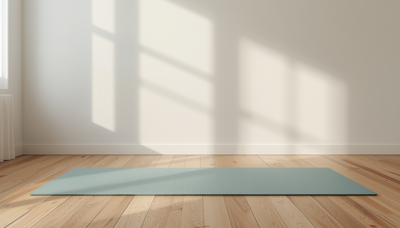 Soft morning light across a yoga mat symbolizing gentle Lifethm rhythm